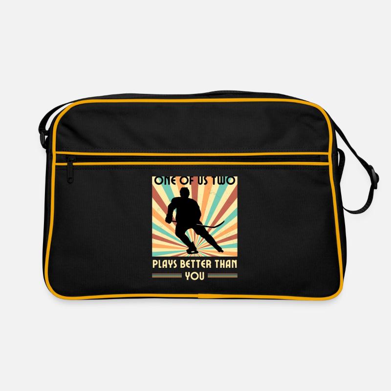 Einer Von Uns Beiden Spielt Besser Eishockey Retro Tasche