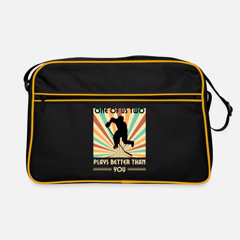 Einer Von Uns Beiden Spielt Besser Eishockey Retro Tasche