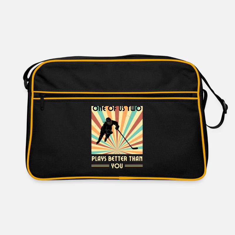 Einer Von Uns Beiden Spielt Besser Eishockey Retro Tasche