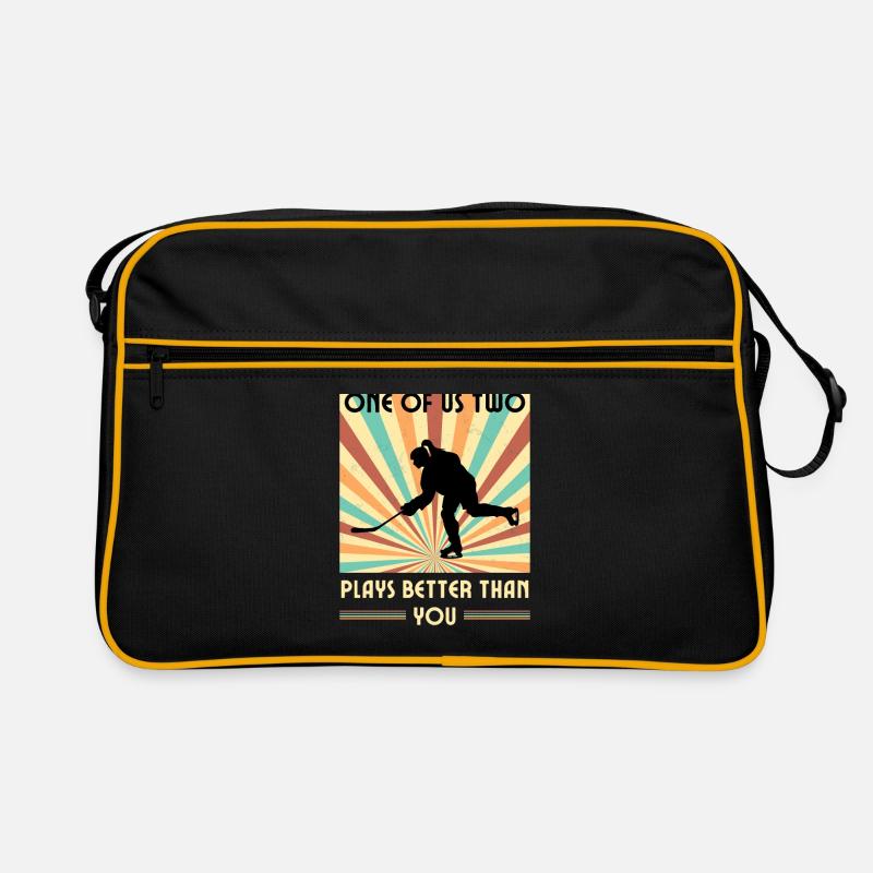 Einer Von Uns Beiden Spielt Besser Eishockey Retro Tasche