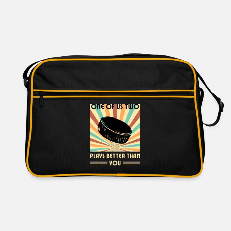 Einer Von Uns Beiden Spielt Besser Eishockey Retro Tasche