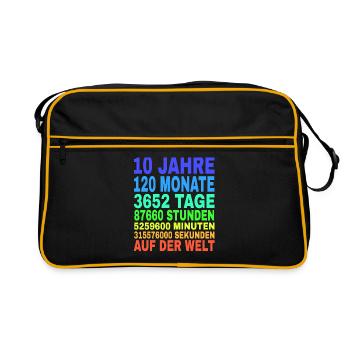 10 ans cadeau d'anniversaire fille garçon - Sac Retro - noir/or - Devant