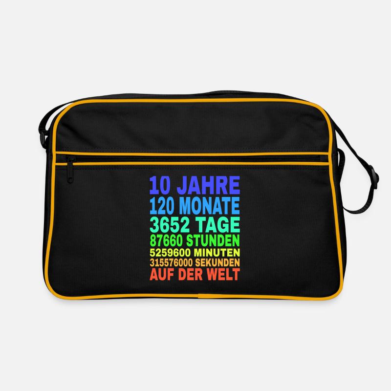 10 Jahre Alt 10. Geburtstag Geschenk Mädchen Junge - Retro Tasche - Schwarz/Gold
