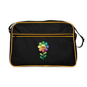 Coloré fleur tournesol arc en ciel couleurs enfants - Sac Retro - noir/or - Devant