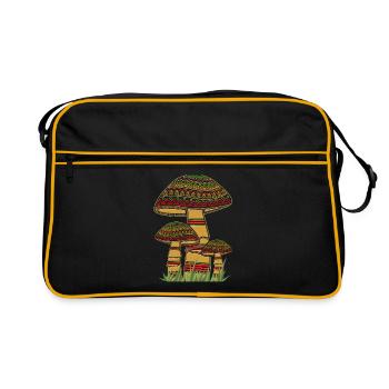 Mushroom Mushrooms Gift - Retro Bag - black/gold - Front