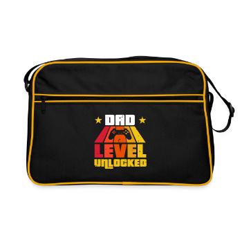Papa-Ebene entsperrt - Retro Tasche - Schwarz/Gold - Vorne