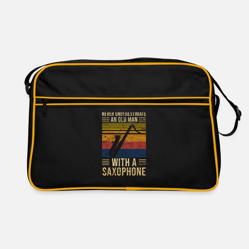 Saxophone Underestimate Old Man - Retro Tasche - Schwarz/Gold