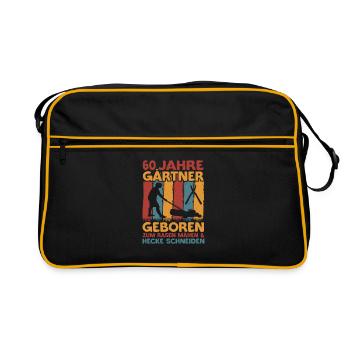 Gärtner 60 Geburtstag 60 Jahre Garten Spruch - Retro Tasche - Schwarz/Gold - Vorne