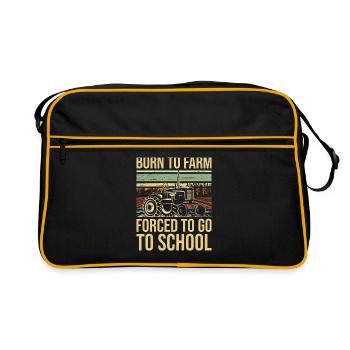 Né à la ferme forcé d’aller à l’école tracteur - Sac Retro - noir/or - Devant