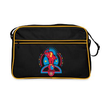 A circus elephant on a ball in the ring - Retro Bag - black/gold - Front