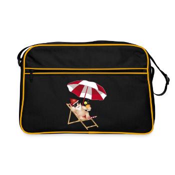 cool garden gnome in a deckchair on the beach - Retro Bag - black/gold - Front