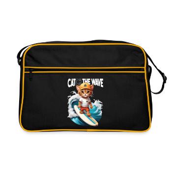 Chat Surfeur Attrape la Vague - Sac Retro - noir/or - Devant