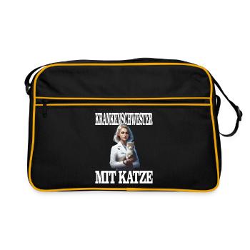 Infirmière avec chat - Beau design de chat - Sac Retro - noir/or - Devant