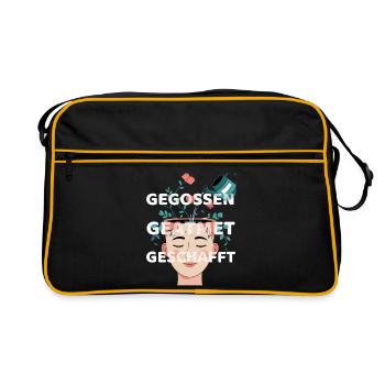 Arrosé, respiré, fait - dicton motivant - Sac Retro - noir/or - Devant
