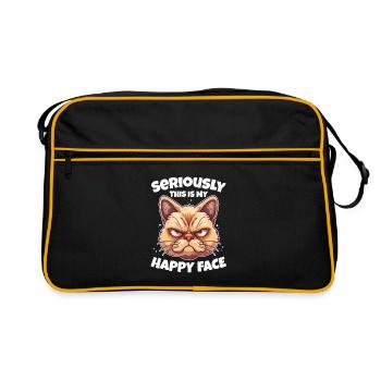 Sérieusement, c’est mon chat au visage heureux - Sac Retro - noir/or - Devant