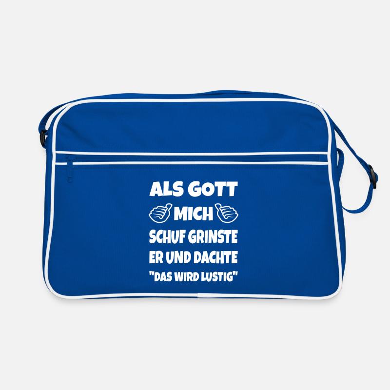When God created me, he grinned funny sayings Retro Bag