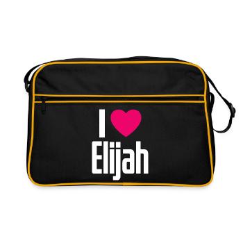 I Love Elijah Pink Heart I Love Elijah - Retro Bag - black/gold - Front