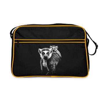 ring-tailed lemur - Retro Bag - black/gold - Front