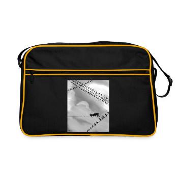 Chat monochrome sur lignes électriques - Sac Retro - noir/or - Devant