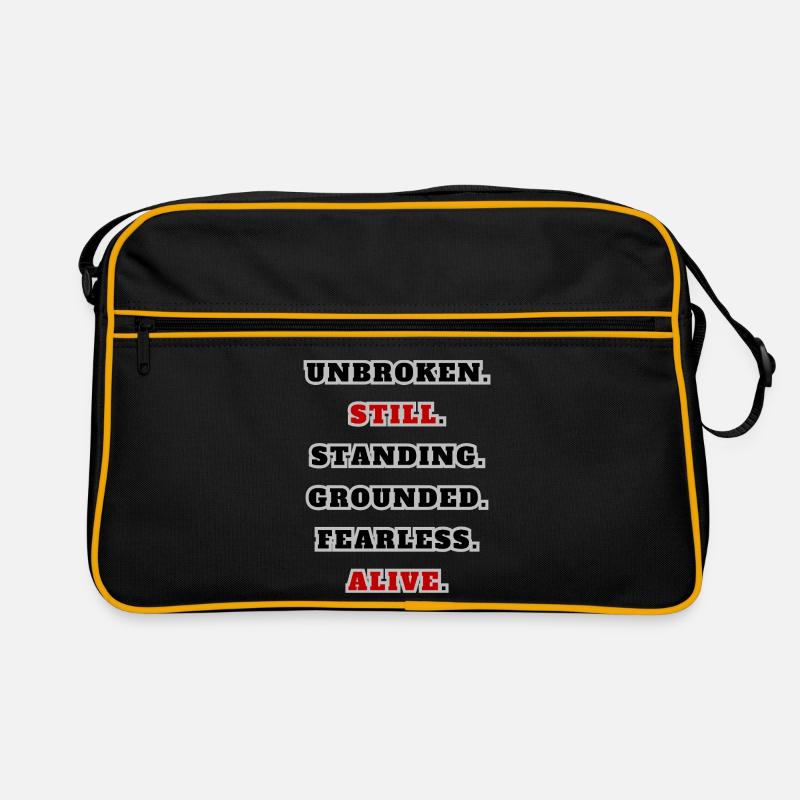 Unbroken Still Standing – Starkes Statement Quote  Retro Tasche