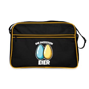 Dicke Eier die dicksten Eier Ostereier - Retro Tasche - Schwarz/Gold - Vorne