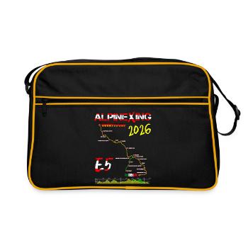 E5 Oberstdorf Meran 2026 - Retro Tasche - Schwarz/Gold - Vorne