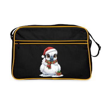 Poulet de soie drôle - Chapeau de Père Noël et... - Sac Retro - noir/or - Devant