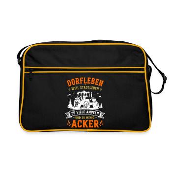 Dorfleben: Zu Viele Ampeln, Zu Wenig Acker - Retro Tasche - Schwarz/Gold - Vorne