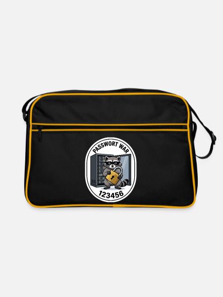 Cybersecurity Waschbär Shir - Retro Tasche - Schwarz/Gold