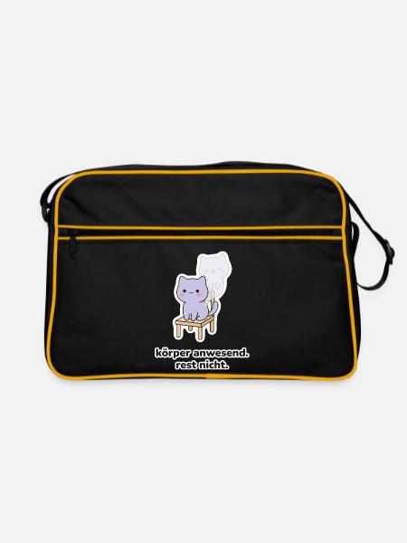 körper anwesend. rest nicht. – Katze Meme - Retro Tasche - Schwarz/Gold