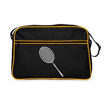 Minimalistische Tennisracket Linienkunst - Retro Tasche - Schwarz/Gold - Vorne