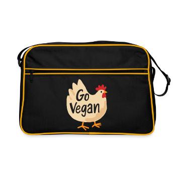 Go Vegan Cute Chicken - Retro Tasche - Schwarz/Gold - Vorne
