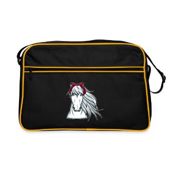 Cheval blanc avec chevaux bandana - Sac Retro - noir/or - Devant