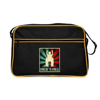 Rock 'n' Roll Rollifahrer Rollstuhlfahrer Metalfan - Retro Tasche - Schwarz/Gold - Vorne
