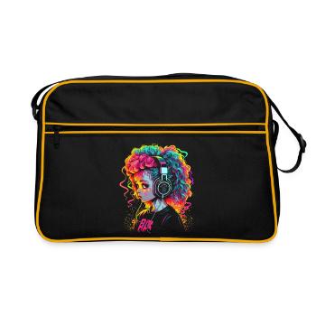 Jolie fille avec des écouteurs - Sac Retro - noir/or - Devant