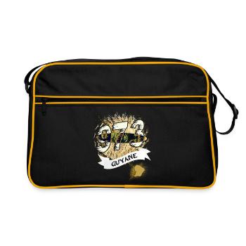 Schöne Souvenir-Geschenkidee Karte von Guyana 973 - Retro Tasche - Schwarz/Gold - Vorne