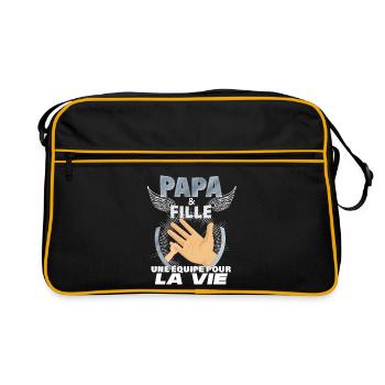 idée cadeau Papa et fille meilleure équipe - Sac Retro - noir/or - Devant