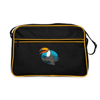 Toucan Oiseau Tropical Rainforest Animaux - Sac Retro - noir/or - Devant