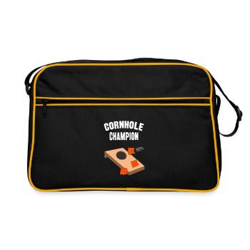 Cornhole Champion Funny Blind Hole Bean Bag Game - Retro Bag - black/gold - Front