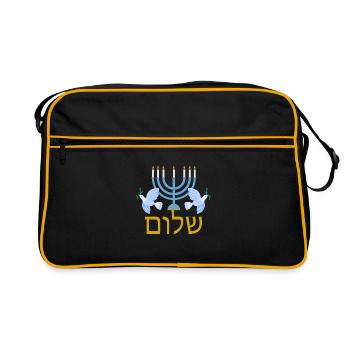 Hébreu Shalom Menorah juive pour la paix - Sac Retro - noir/or - Devant