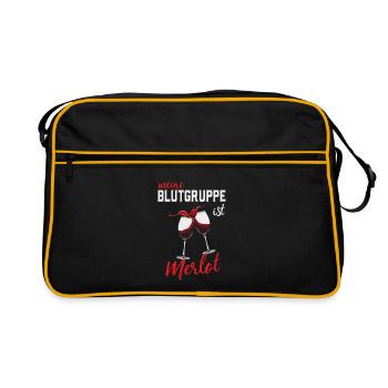 My blood type is Merlot Funny Wine Winemaker - Retro Bag - black/gold - Front
