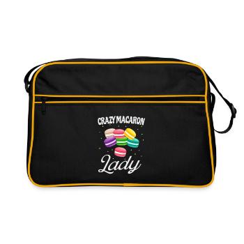 Verrückte Macaron Lady Lustiges Macarons Bäcker - Retro Tasche - Schwarz/Gold - Vorne
