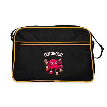 Octoholic Beer Octopus Funny Drinking Octopus Booze - Retro Bag - black/gold - Front