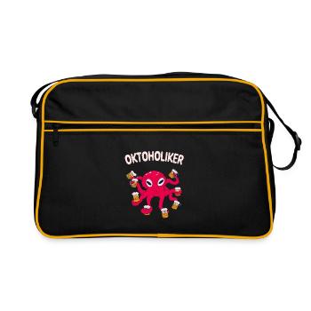 Octoholic Beer Octopus Boozing Funny Party - Retro Bag - black/gold - Front