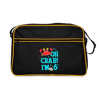 Drôle de crabe 6e anniversaire Anniversaire des enfants - Sac Retro - noir/or - Devant