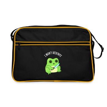 Crazy Kawaii Frog With Knife - Retro Bag - black/gold - Front