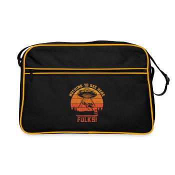 OVNI, Enlèvement extraterrestre, Vache, Science-fiction, Humour - Sac Retro - noir/or - Devant
