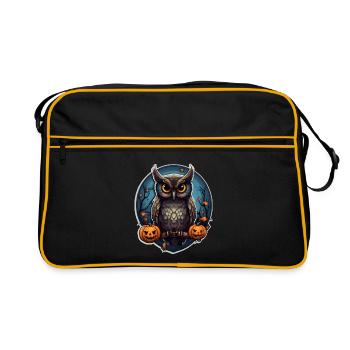 Eule Halloween - Retro Tasche - Schwarz/Gold - Vorne