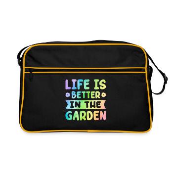 Life Is Better In The Garden Gardening Gardener Pl - Retro Tasche - Schwarz/Gold - Vorne