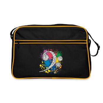 Clé basse sur éclaboussures de couleur - Sac Retro - noir/or - Devant